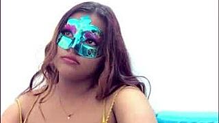 brunette student touches her breasts in a sexy way before exams