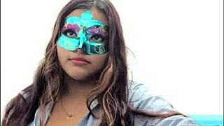 brunette student touches her breasts in a sexy way before exams