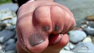 Stepson meets stepmom in kitchen for surprise.