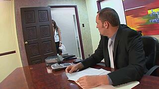 Hey, wanna see this slutty milf secretary ride hard in fishnets?