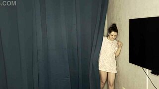 Brother Pranks Stepsister With Close-Up Jerk Off