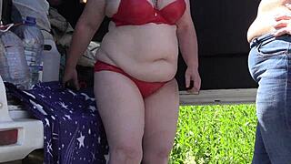 i can’t believe i’m watching chubby milf lesbians in sexy lingerie outdoors. hidden camera catches their big asses in a public park!