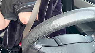 Italian MILF flashing her big tits while driving? Watch her tease in public!