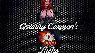 Granny Carmen Angel in Red! Finger Fucking and Cunnilingus Bring Her to Cum!