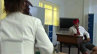 hot brunette milf in stockings and heels