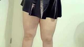 Mexican secretary Latina MILF strips and shows panties, records ass and pussy.