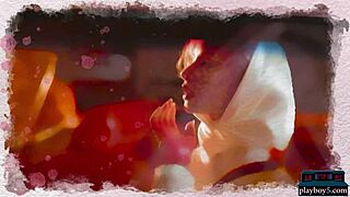 I am a big round ass MILF blonde model Polina doing striptease for Playboy in a convertible