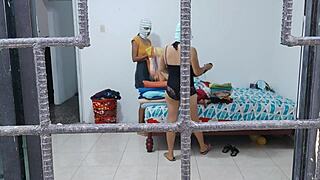 horny latina housewives grope buttocks and tits while doing chores together