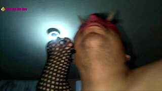 My lingerie and heels with fishnet footjob fun