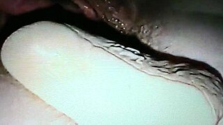 Cum running out of dildo fucked wife