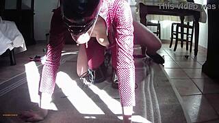 milf in leather catsuit and boots throated fucked cum on tits preview