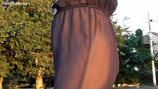 Hairy Mature In Transparent See Through Nude Outdoor Public Beaver