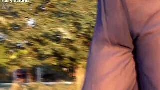 Hairy Mature In Transparent See Through Nude Outdoor Public Beaver