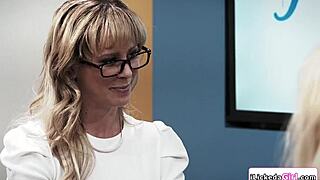 Lesbian Scientist Licks Busty Artificial Models' Pussies