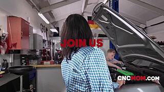 Milf Shay Sights freeused hard in mechanics garage.