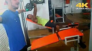 Sex Lesson With Pussy On Gym Guys' Cocks