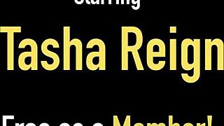 Seductive Tasha Reign dildo fucks her big pussy after striptease