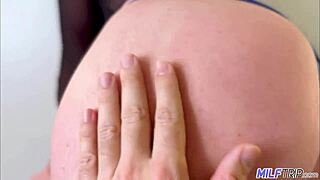 damn, this brunette milf nails it with a slick asian guy!