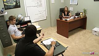 So, this young guy got big boobs cougar Devon Lee to bang at detention