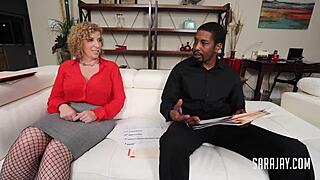 Naughty Sara Jay sucks and rides a rock hard cock