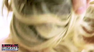 Slim blonde anya gives footjob while fingering wet pussy