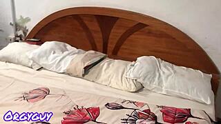 couple's swinger party in bedroom turns into ebony threesome with cuckold action