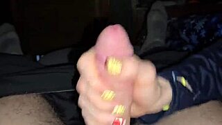 Blonde Skinny Wife Dirty Talks While Jerking Husband's Dick