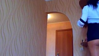 beautiful cam girl teases in sexy skirt, contrasting cute innocence with alluring amateur webcam solo