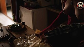 I love naked cooking with my European housewife