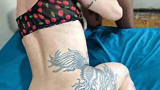 two endowed men having relations with the mature woman