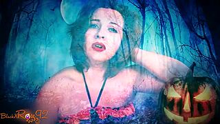 Ghostly ghoulfriend gives steamy jerk-off instructions in costume!