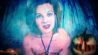 Ghostly ghoulfriend gives steamy jerk-off instructions in costume!