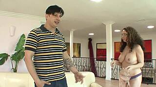 A girl with big tits gets a cock sucked and fucked