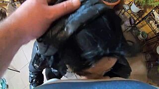 Milfycalla shows cum on black jacket and leggings