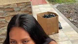 Colombian Prostitute Blows Big Cock Publicly