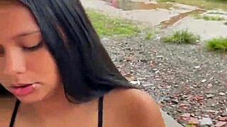 Colombian Prostitute Blows Big Cock Publicly
