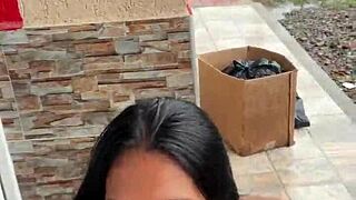 Colombian Prostitute Blows Big Cock Publicly