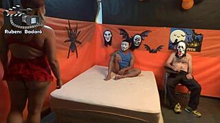 Chubby MILF's Halloween Monster Surprise