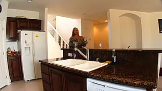 Sucking big black cock while riding and fingering wet pussy