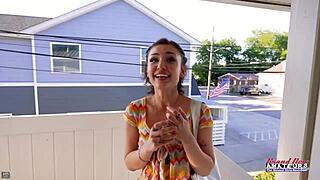 Skinny Brunette Coed Wendy Delivers Blowjob and Rimjob to Big Hard Cock