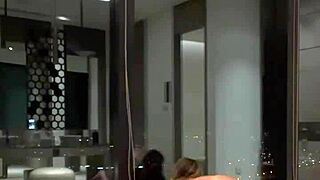 monika fox poses freely in the bathroom