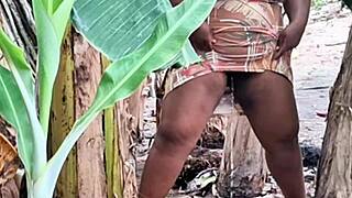 Milf with big pussy pees in public outdoor homemade scene