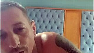 brazilian mature guy with tattoo gets bold bareback handjob and cumshot