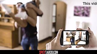 Cheating husband fucks the babysitter nanny while his wife watches and joins in threesome blowjob