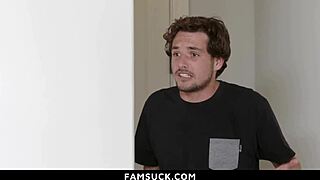 Hey, watch this curvy stepmom ease her stepson’s hard cock!