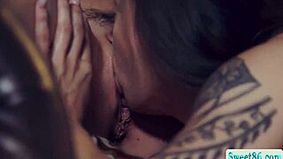 lesbian friends licking pussy in a hot threesome, big tits everywhere!