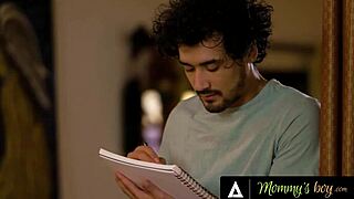 Naughty MILF Rayveness Flashes Huge Tits for Artist Stepson