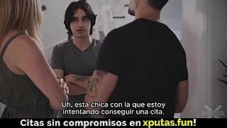 Two Dudes Pound a Sexy Blonde Spanish Sub in Double Penetration