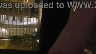 Masturbating in public by hotel window feels insanely wild!