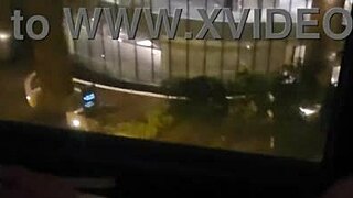Masturbating in public by hotel window feels insanely wild!